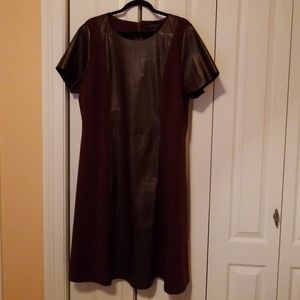 Eloquii faux leather and Ponte knit dress